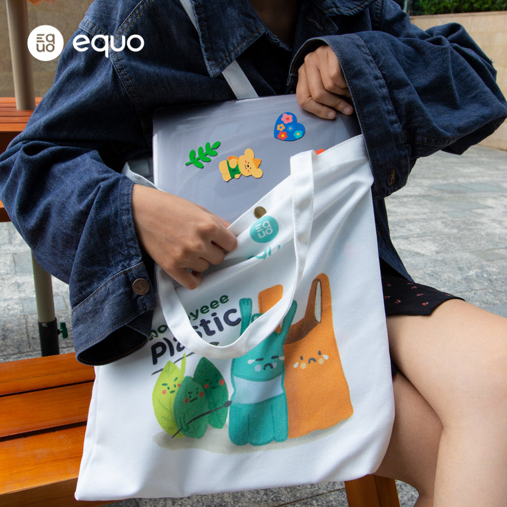 EQUO Goodbye Plastic Canvas Tote Bag - EQUO