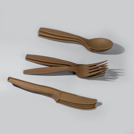 Sugarcane Utensils (Knives, Spoons, Forks) - Pack of 30 (10 each) - EQUO