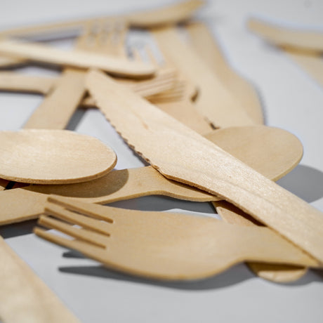 Wooden Utensils (Knives, Spoons, Forks) - Pack of 30 (10 each) - EQUO