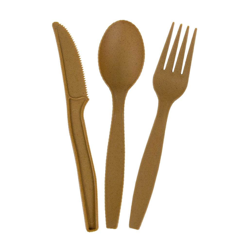 EQUO Sugarcane Utensils (Forks, Knives, Spoons) - Pack of 30 (10 each) - EQUO