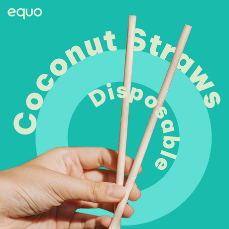 EQUO Coconut Drinking Straws - 100% Plastic-free, Biodegradable and Compostable - EQUO